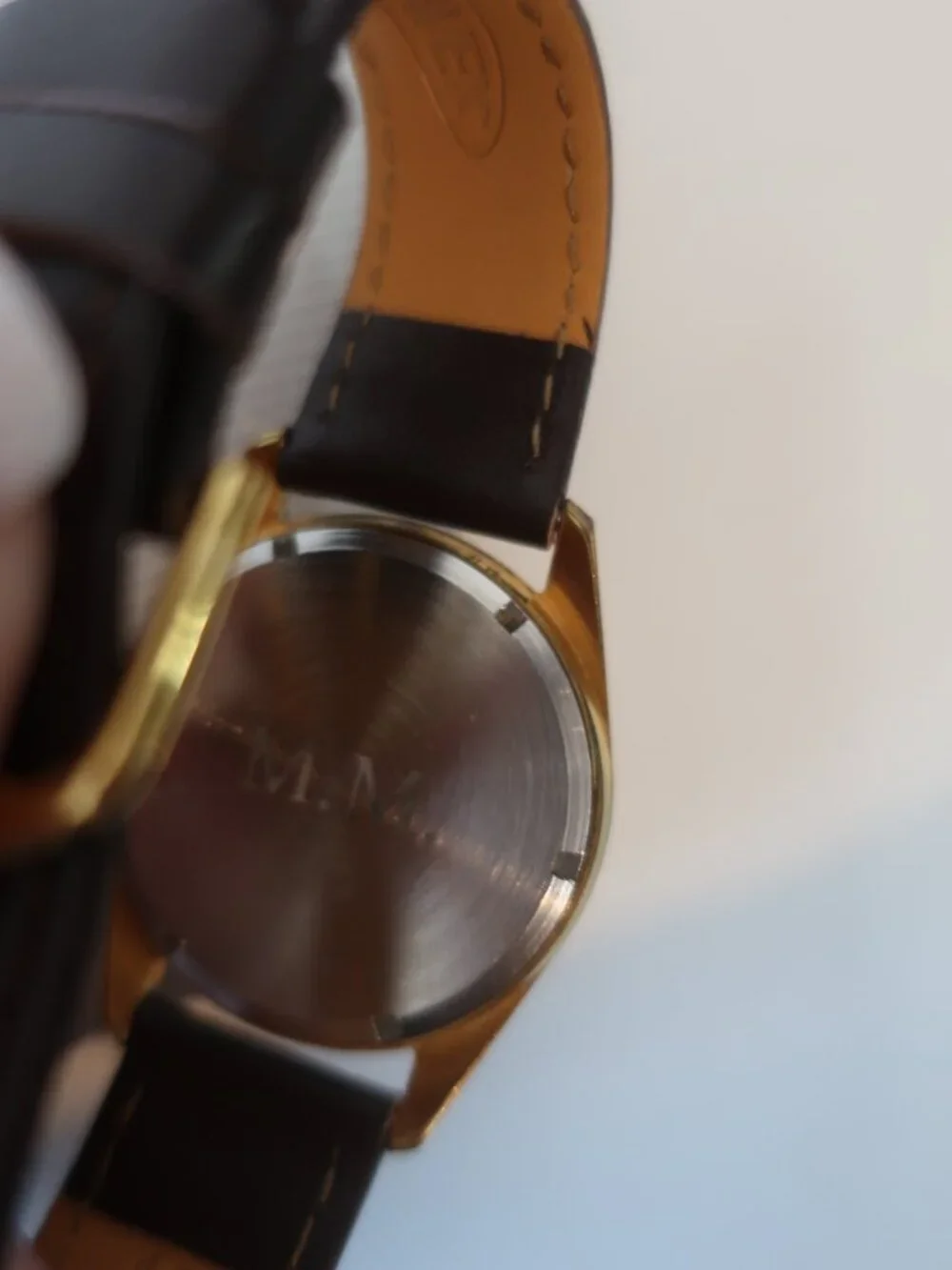 NWI Mens Prim Elegant Brown Leather Band Gold-Plated Mechanical Wristwatch